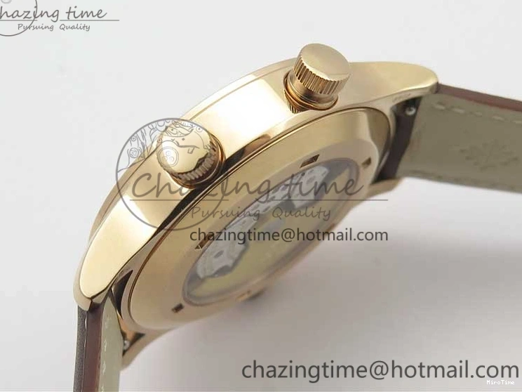 MIROTIME 0406 Calatrava 5524R Pilot Travel Time RG GRF Brown Dial on Brown Leather Strap MIYOTA TopPick 7155